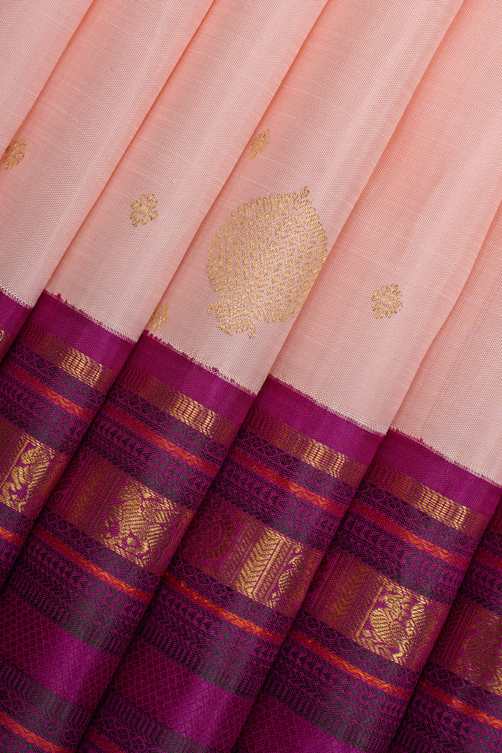 Baby pink varisaipettu traditional pure kanchipuram silk saree