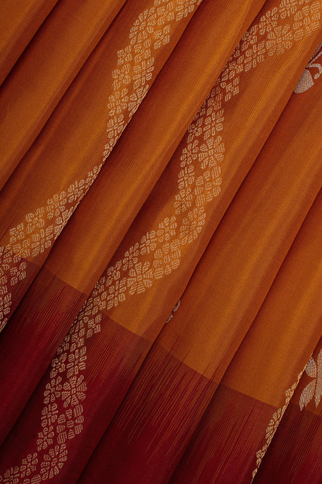 Rust orange serpenti stripes pure soft silk saree