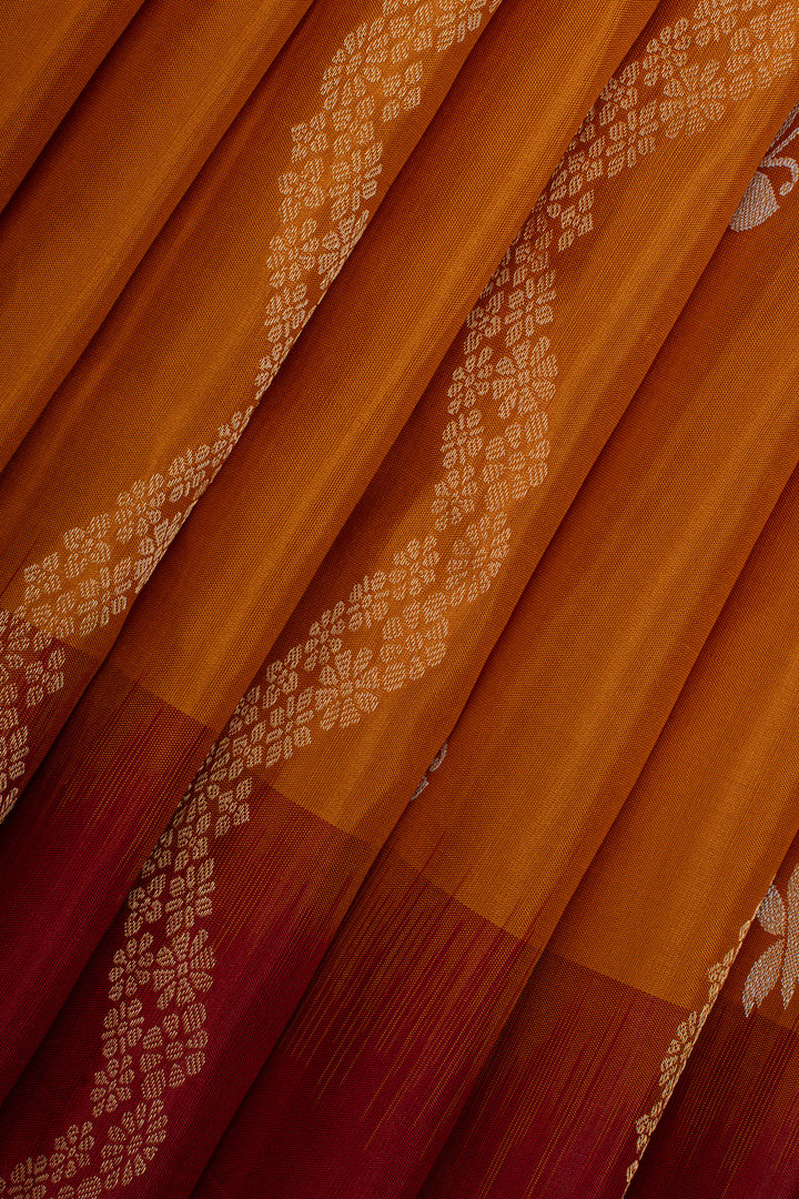 Rust orange serpenti stripes pure soft silk saree