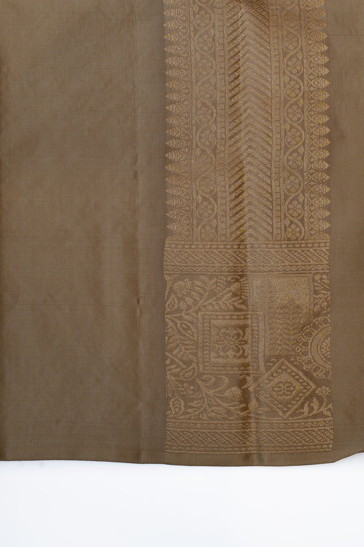 Silverish grey brocade pure Kanchipuram silk saree