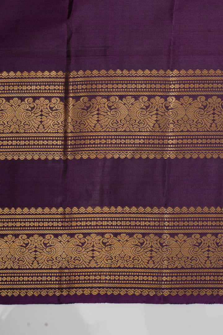 Maroon Zari checks rettai pettu pure kanchipuram silk saree
