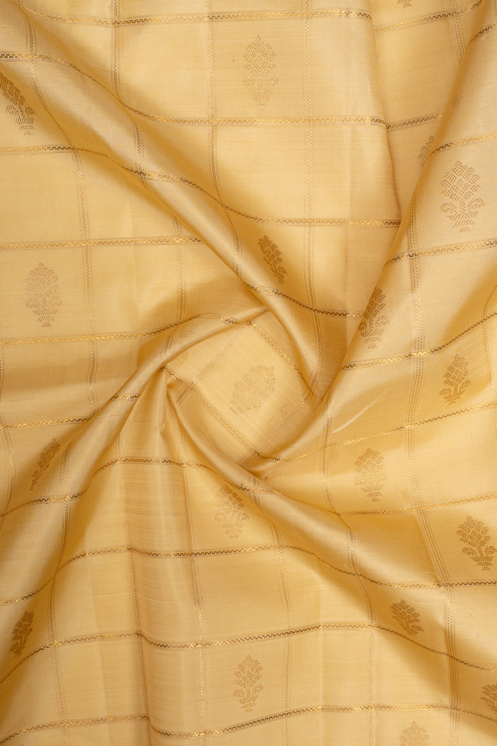 Beige Jamdani neli checks Kanchipuram silk saree
