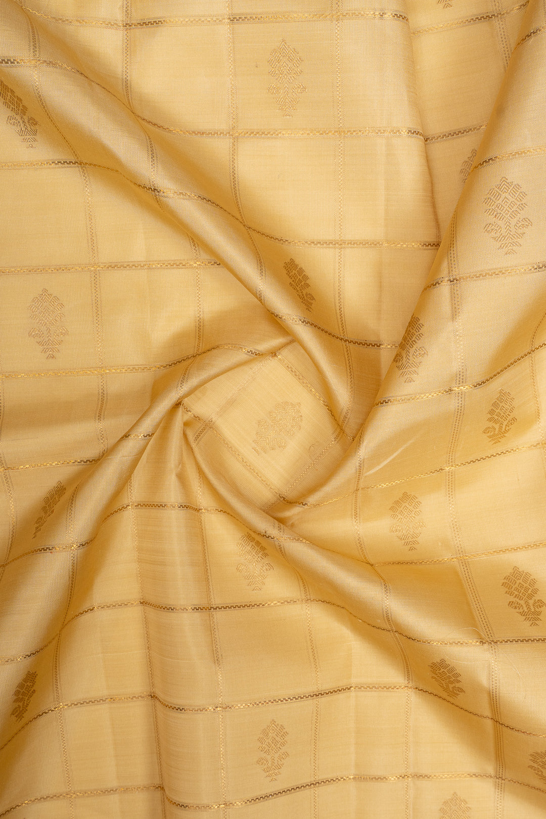 Beige Jamdani neli checks Kanchipuram silk saree