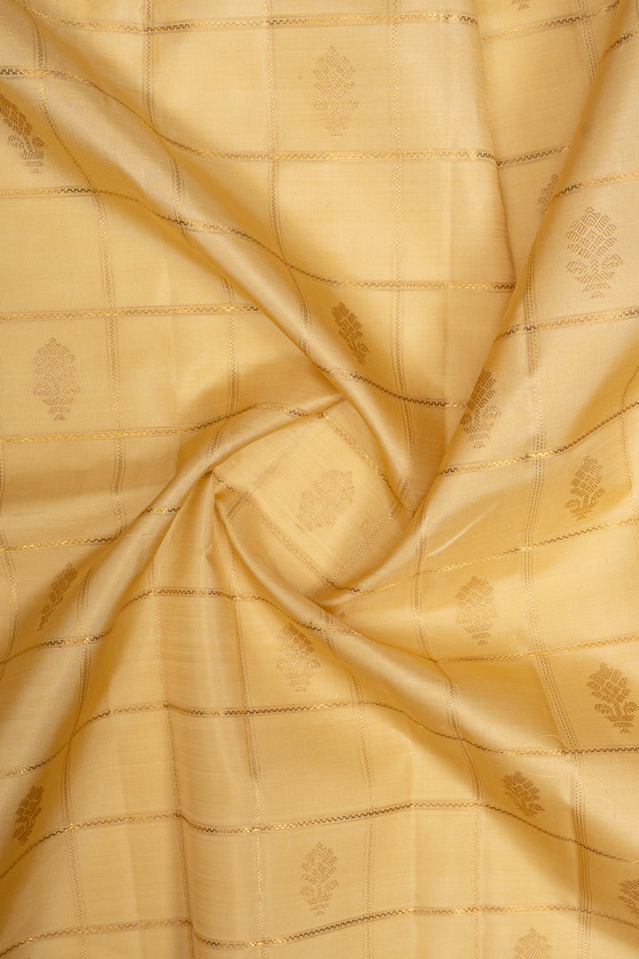 Beige Jamdani neli checks Kanchipuram silk saree