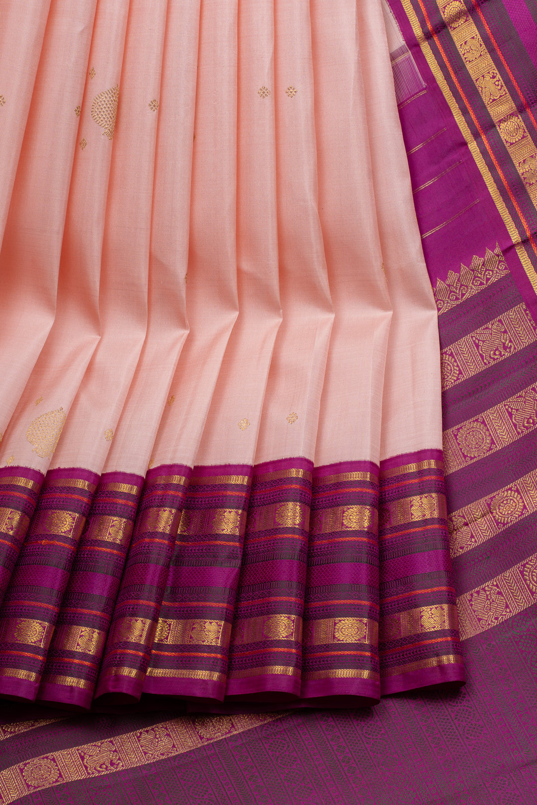 Baby pink varisaipettu traditional pure kanchipuram silk saree