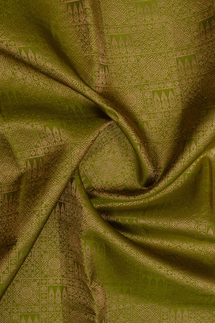 Mehandi green brocade pure kanchipuram silk saree