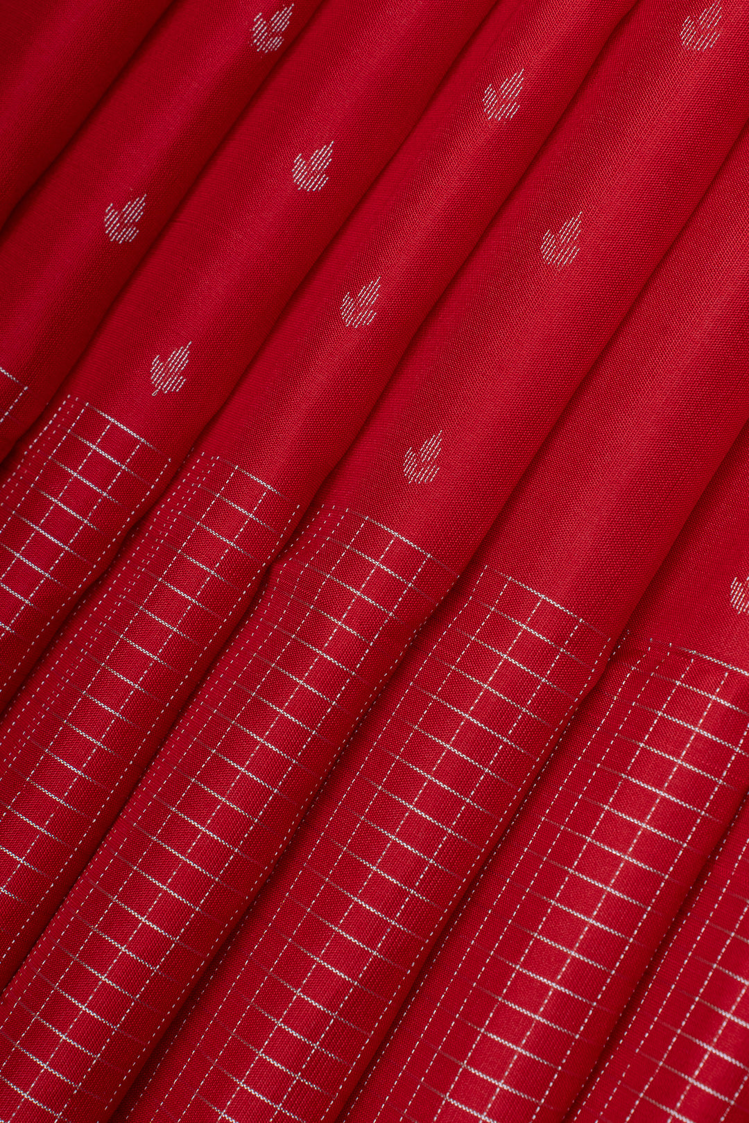 Red zari checks pure soft silk saree