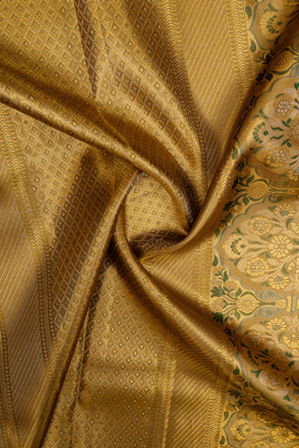 Gold stripes minakari tissue pure kanchipuram silk saree