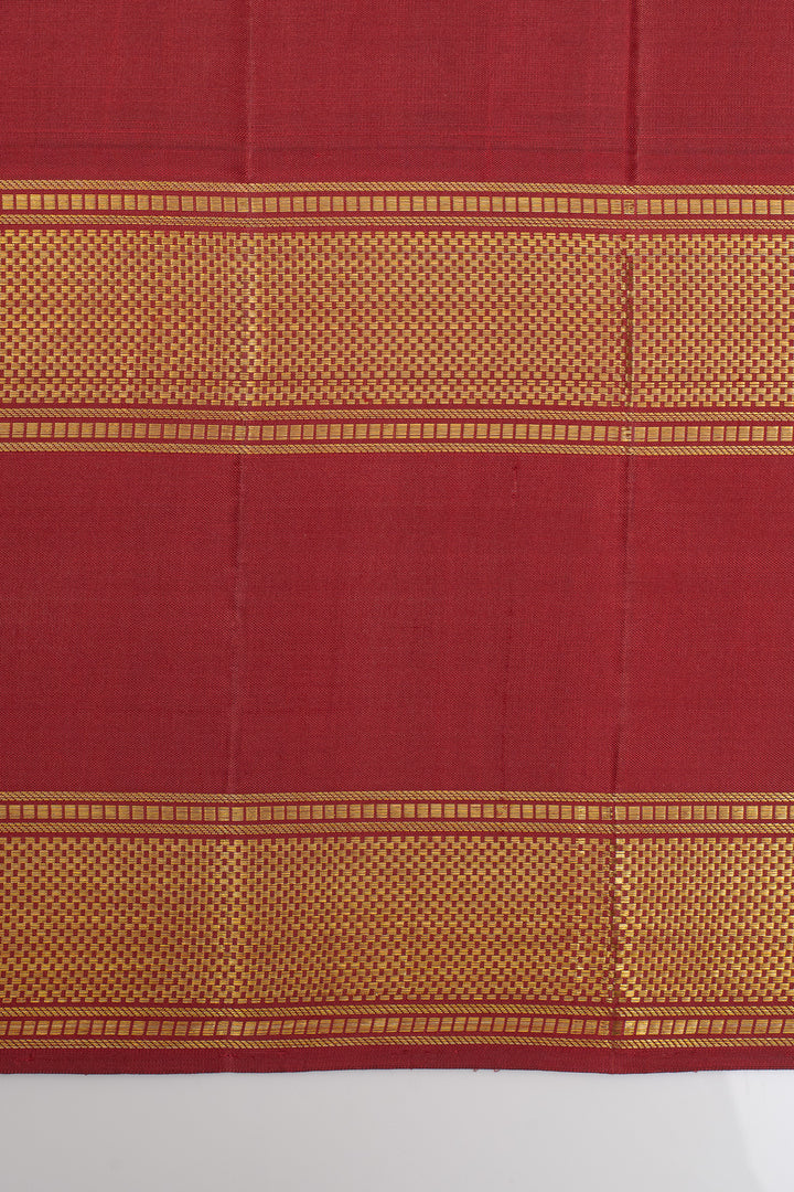 Beige Jamdani neli checks Kanchipuram silk saree
