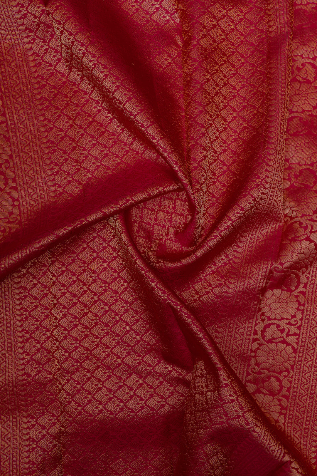 Burgundy floral brocade pure Kanchipuram silk saree