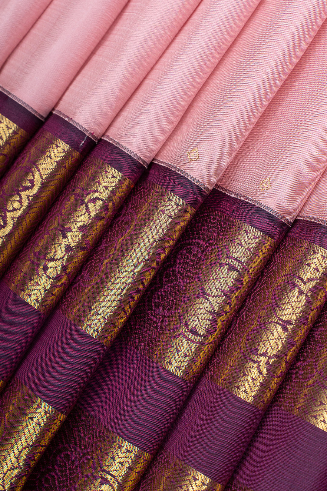 Pink and purple rettai pettu pure kanchipuram silk saree