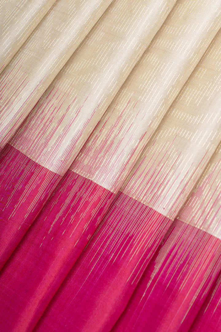 Cream Jamdani soft silk saree