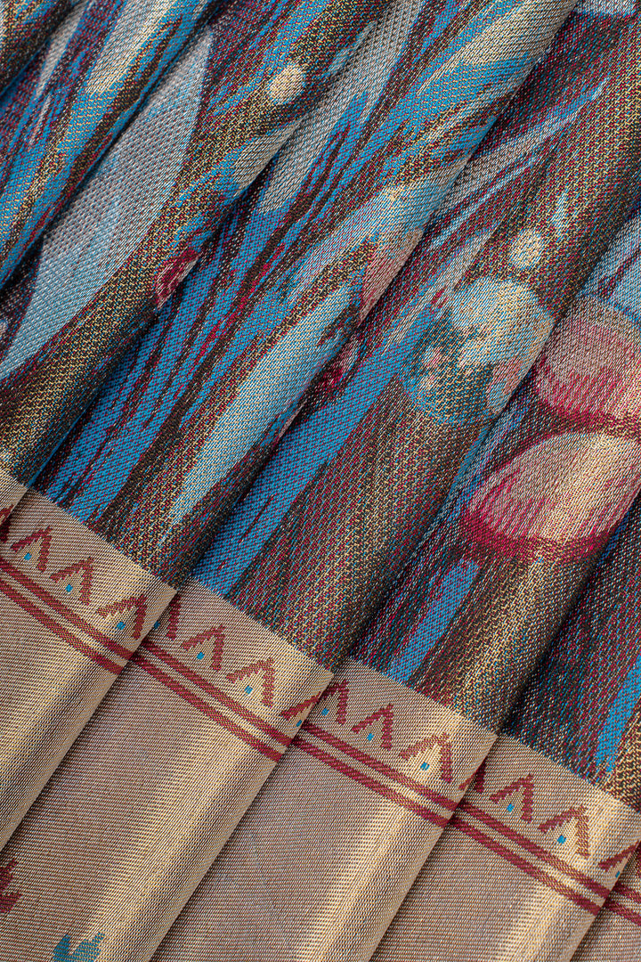 Blue tissue pure designer kanchipuram silk saree
