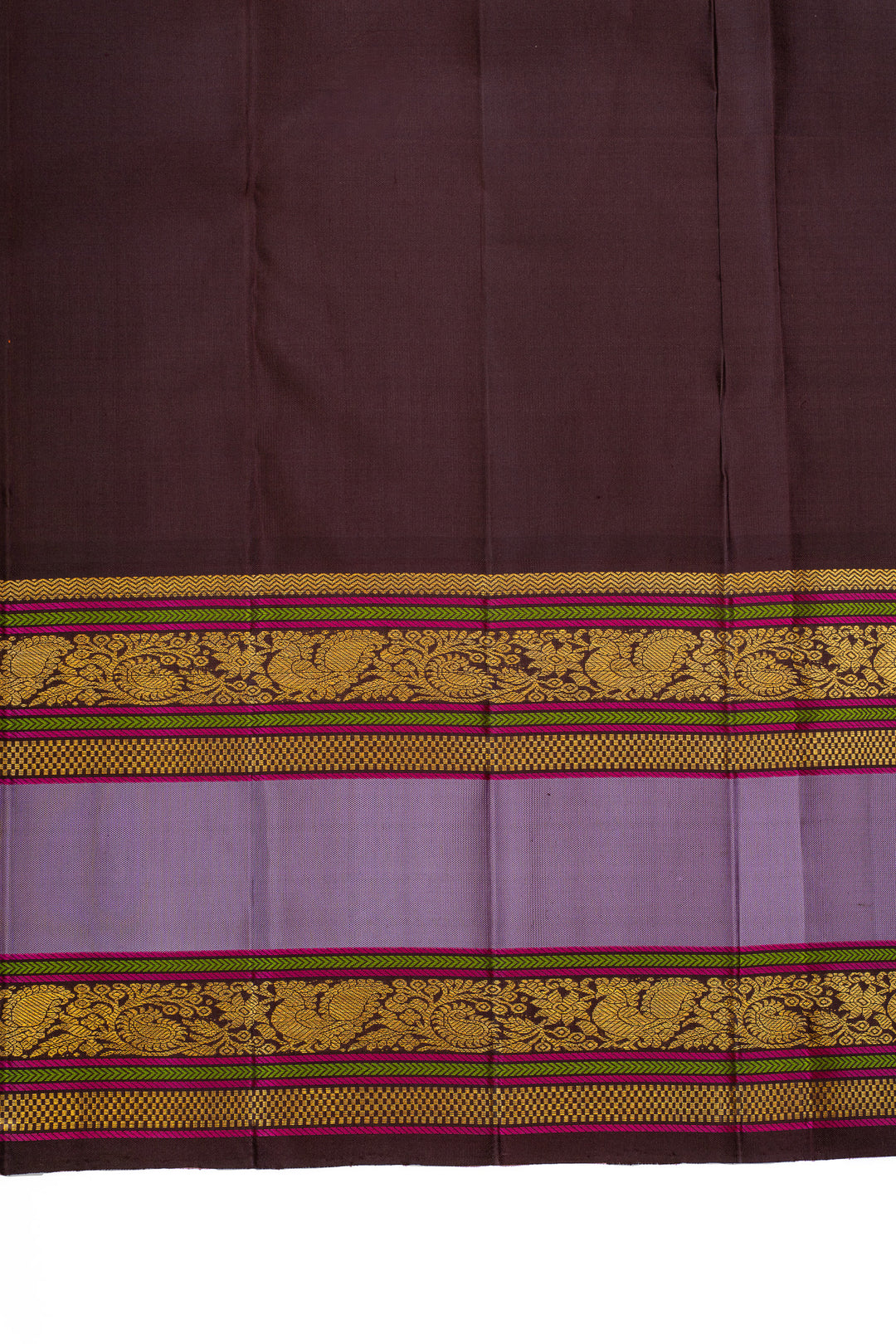 Peach ans mauve rettai pettu pure kanchipuram Silk saree