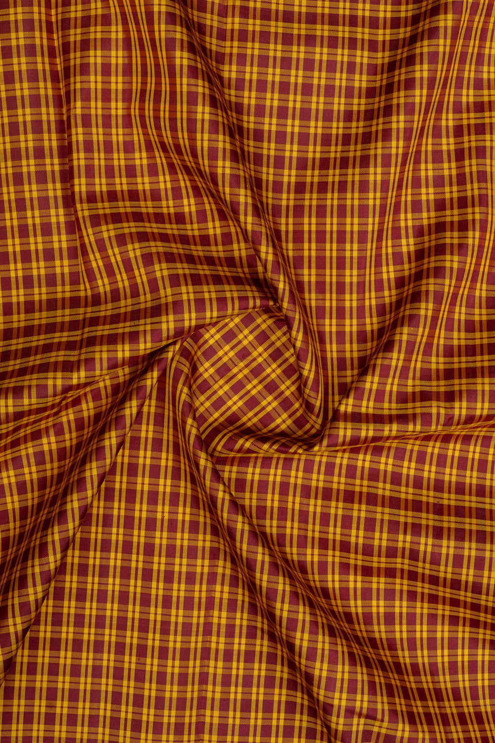 Maroon and yellow Podikattam pure kanchipuram silk saree