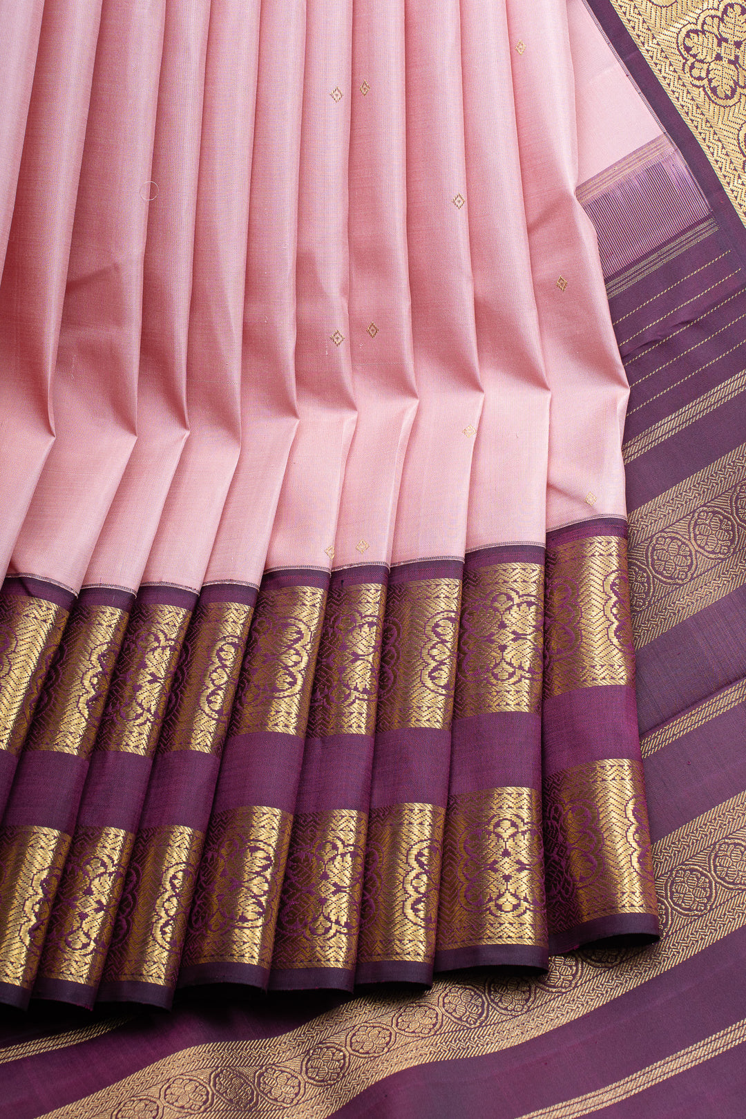 Pink and purple rettai pettu pure kanchipuram silk saree