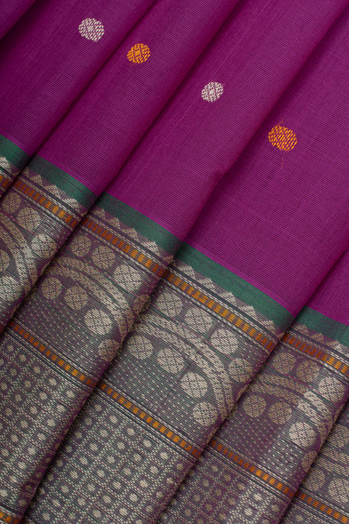Purple traditional pure cotton silk saree