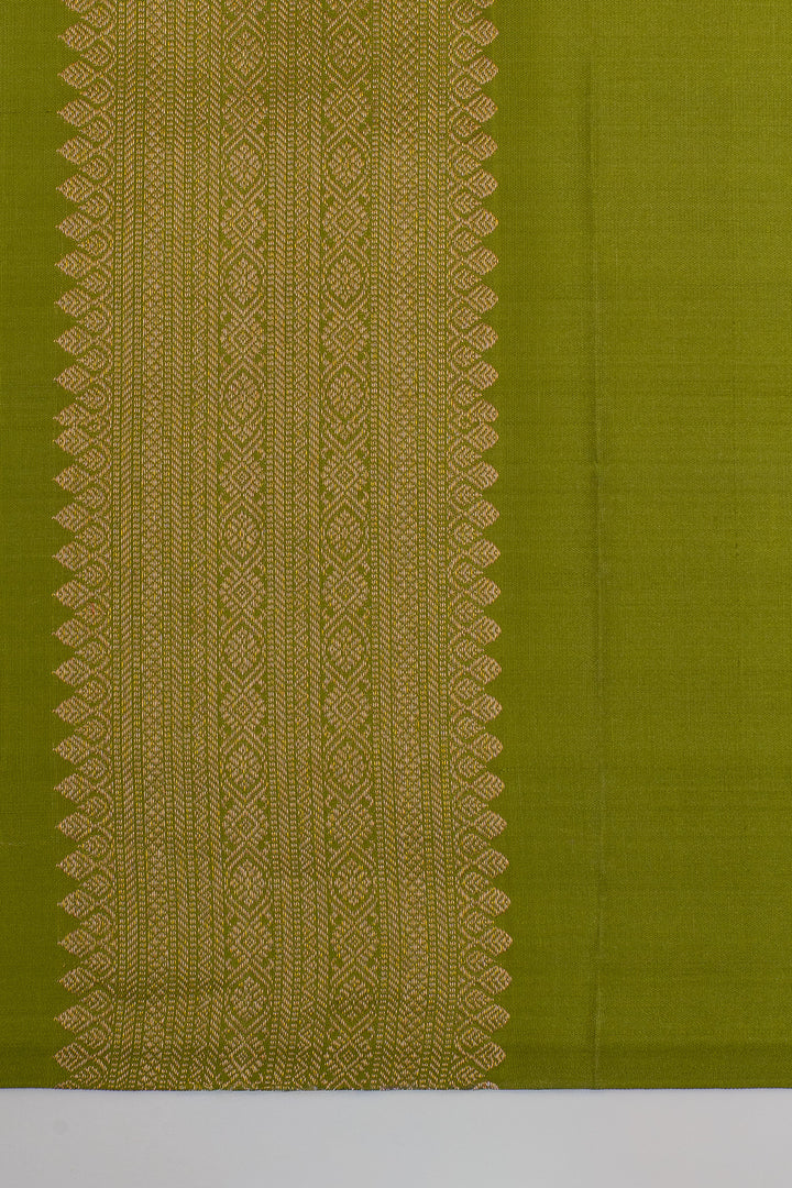 Mehandi green brocade pure kanchipuram silk saree