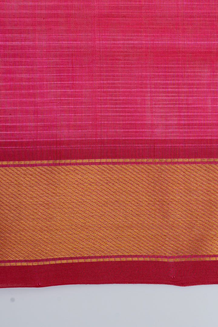 Pink and yellow checks  pure kanchipuram silk saree