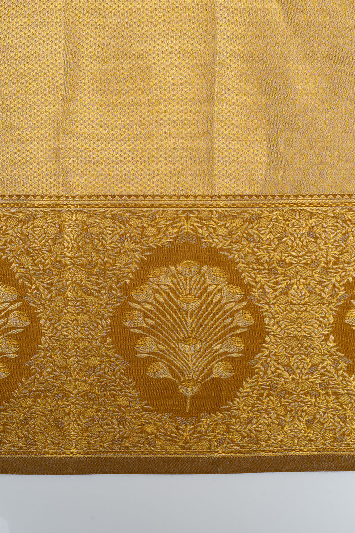 Gold stripes minakari tissue pure kanchipuram silk saree