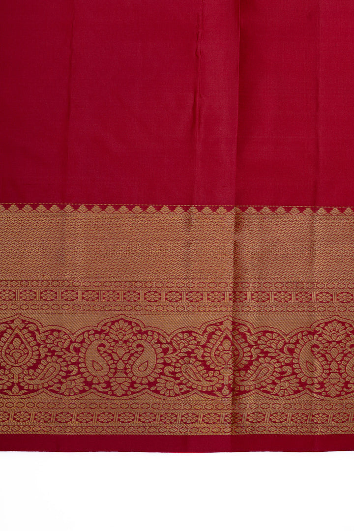 Burgundy floral brocade pure Kanchipuram silk saree