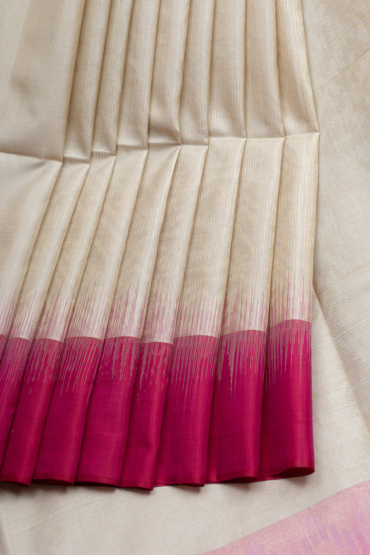 Cream Jamdani soft silk saree