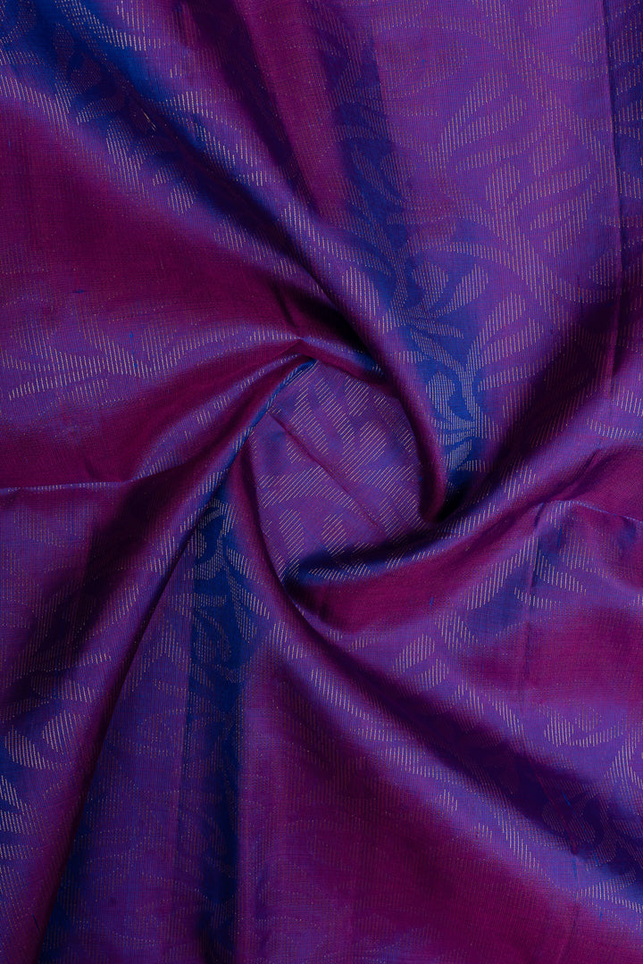Purple and blue brocade pure soft silk saree
