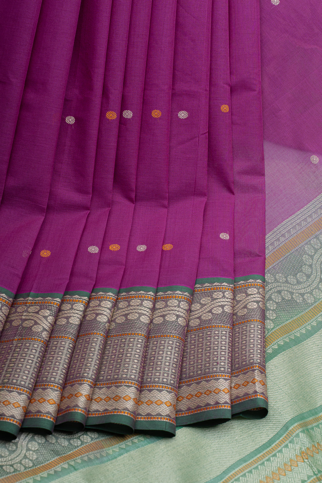 Purple traditional pure cotton silk saree