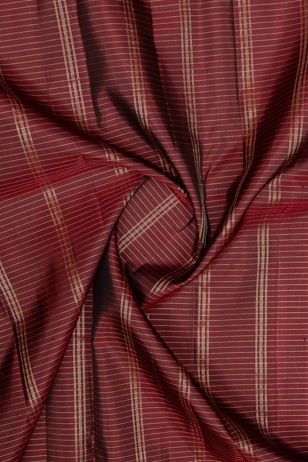 Maroon vintage checks pure kanchipuram silk saree