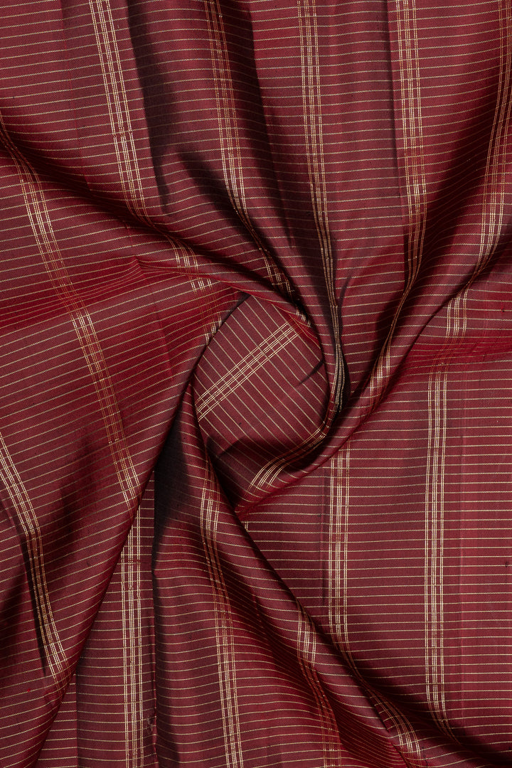 Maroon vintage checks pure kanchipuram silk saree