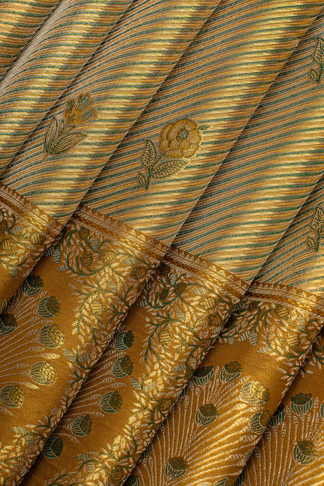 Gold stripes minakari tissue pure kanchipuram silk saree
