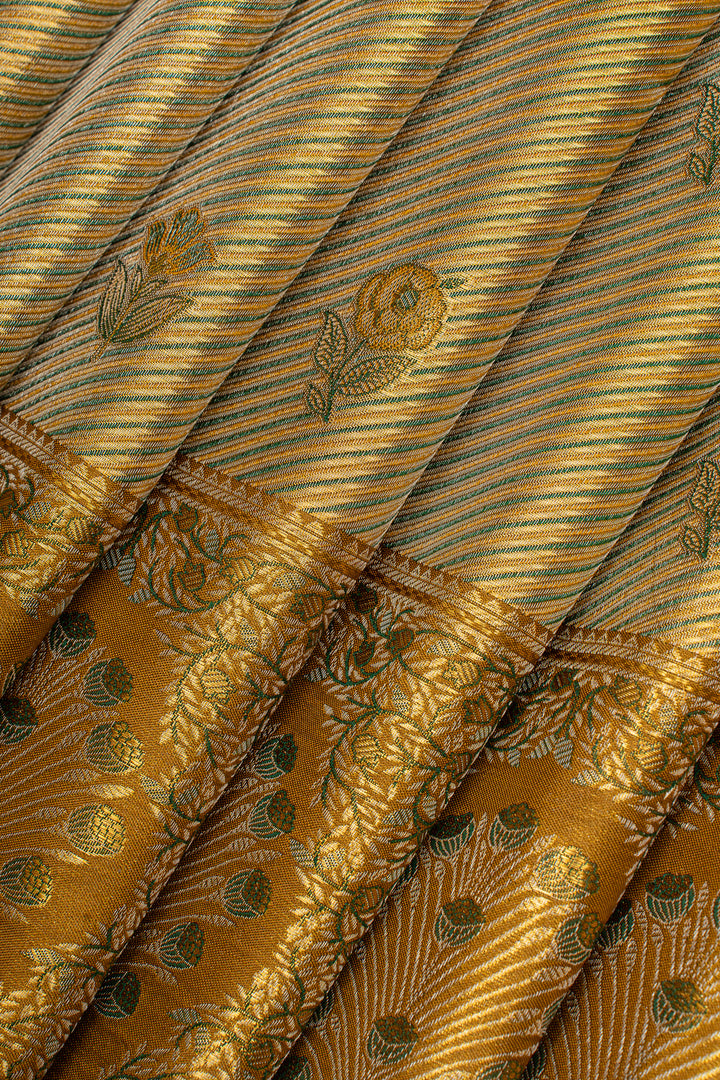 Gold stripes minakari tissue pure kanchipuram silk saree