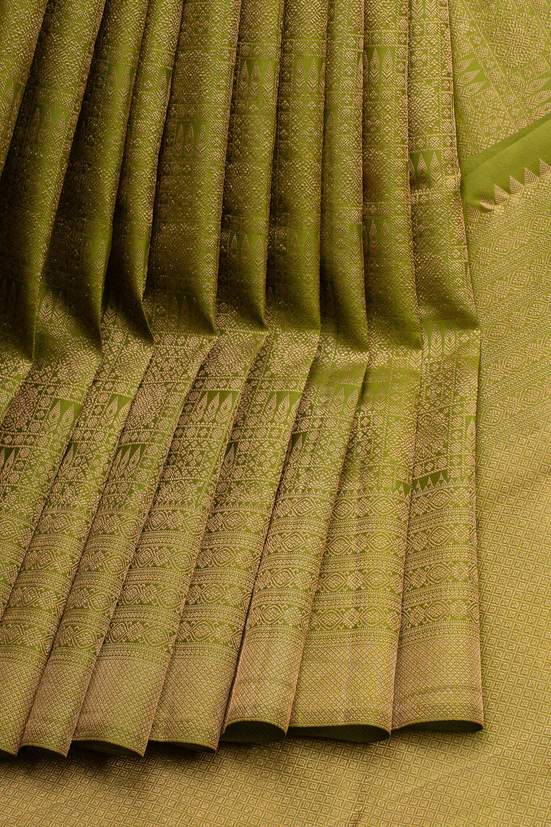 Mehandi green brocade pure kanchipuram silk saree