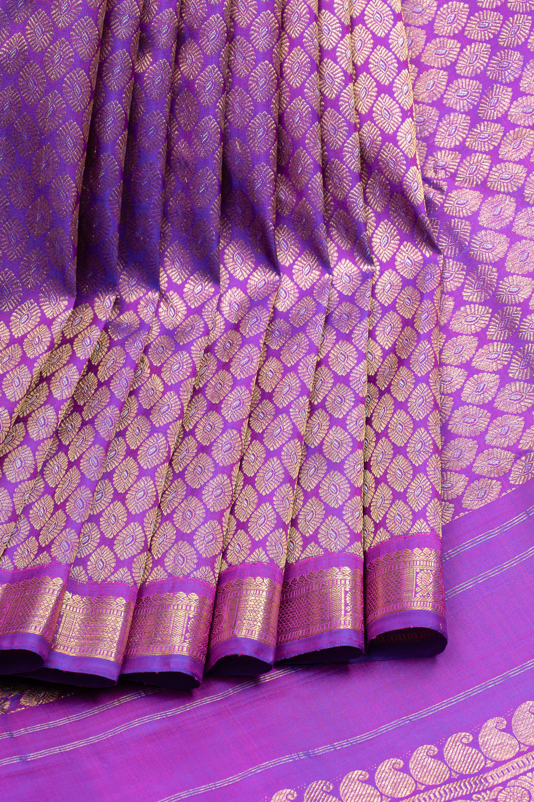 Purple minakari thilakam brocade  pure kanchipuram silk saree