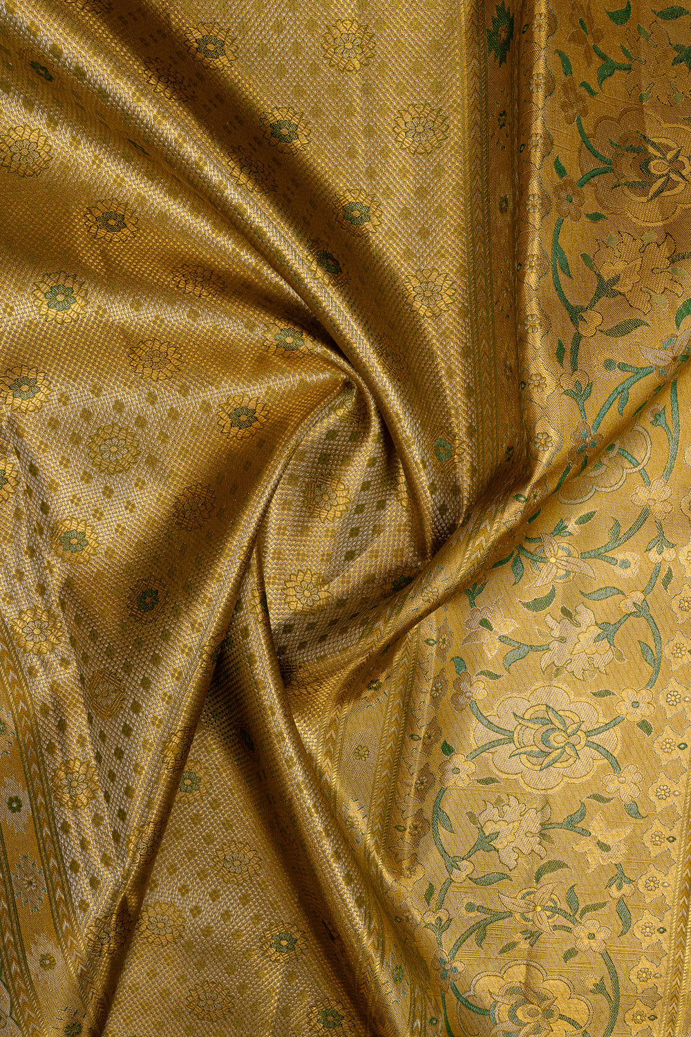 Gold minakari tissue pure kanchipuram silk saree