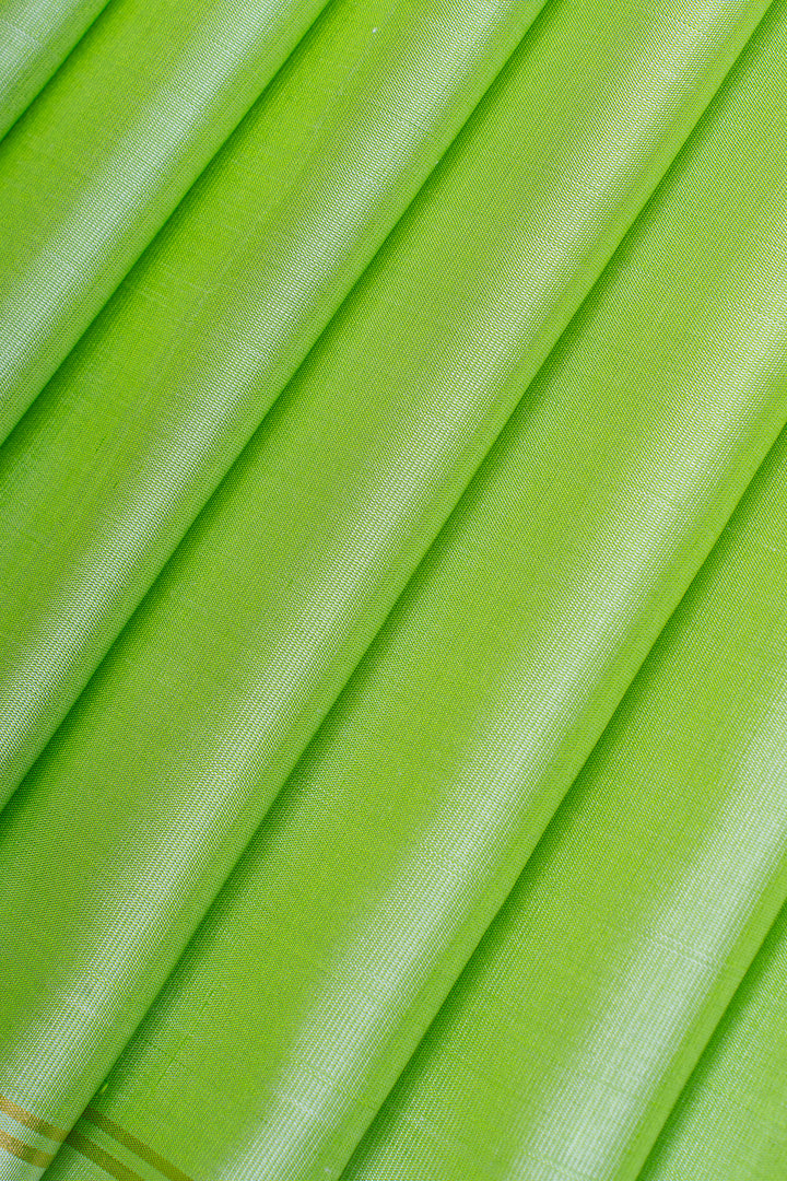 Green and pink pure soft silk saree