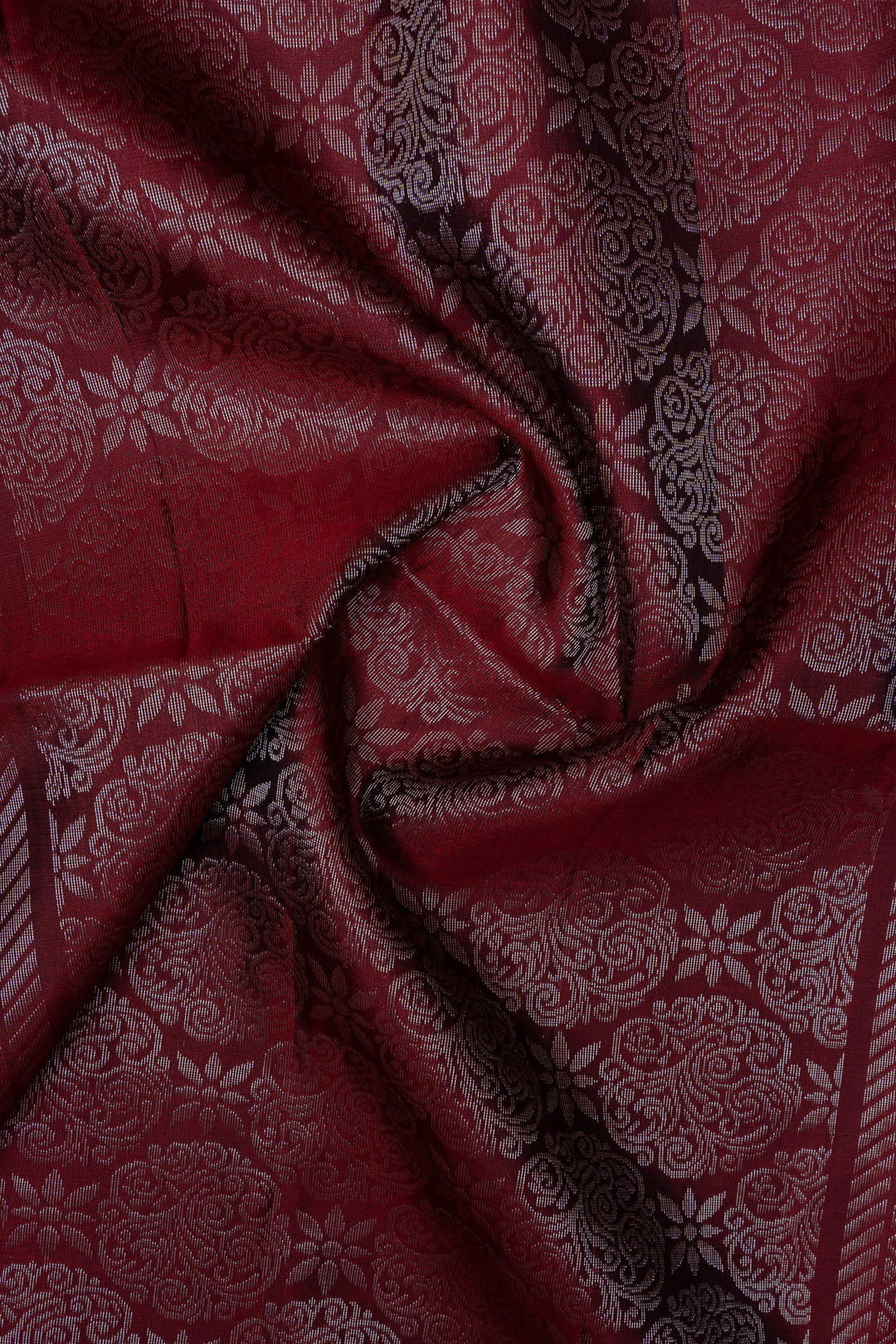 Maroon zari checks pure soft silk saree