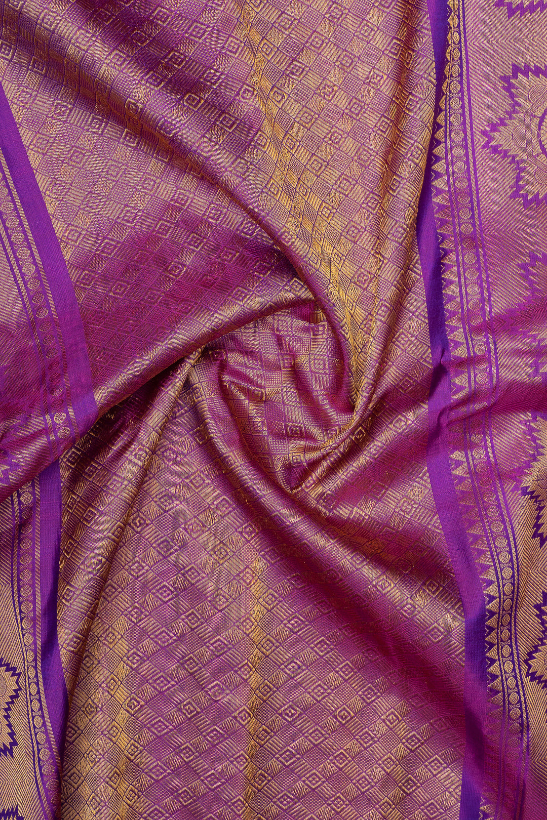 Peacock blue and purple pure Gadwal silk saree