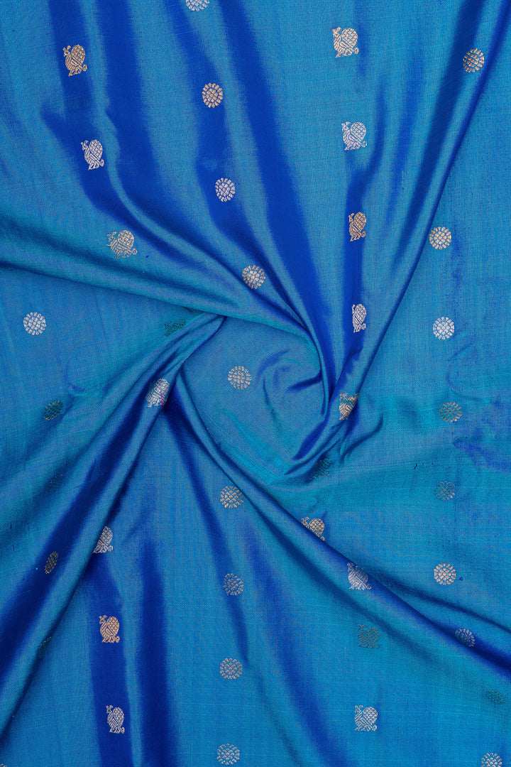 Peacock blue and purple pure Gadwal silk saree