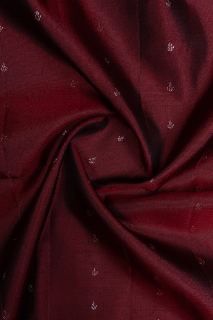 Maroon zari checks pure soft silk saree