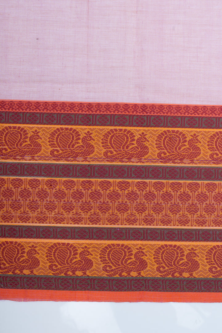 Lilac traditional  pure cotton silk saree