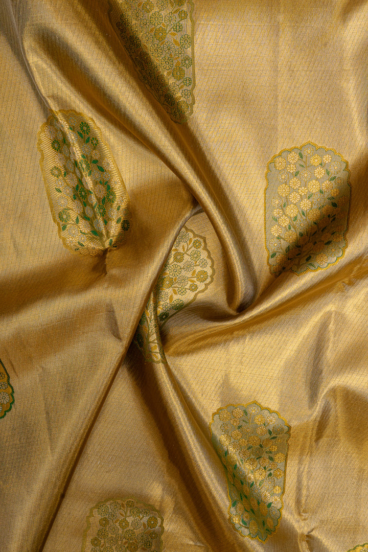 Gold minakari tissue pure kanchipuram silk saree