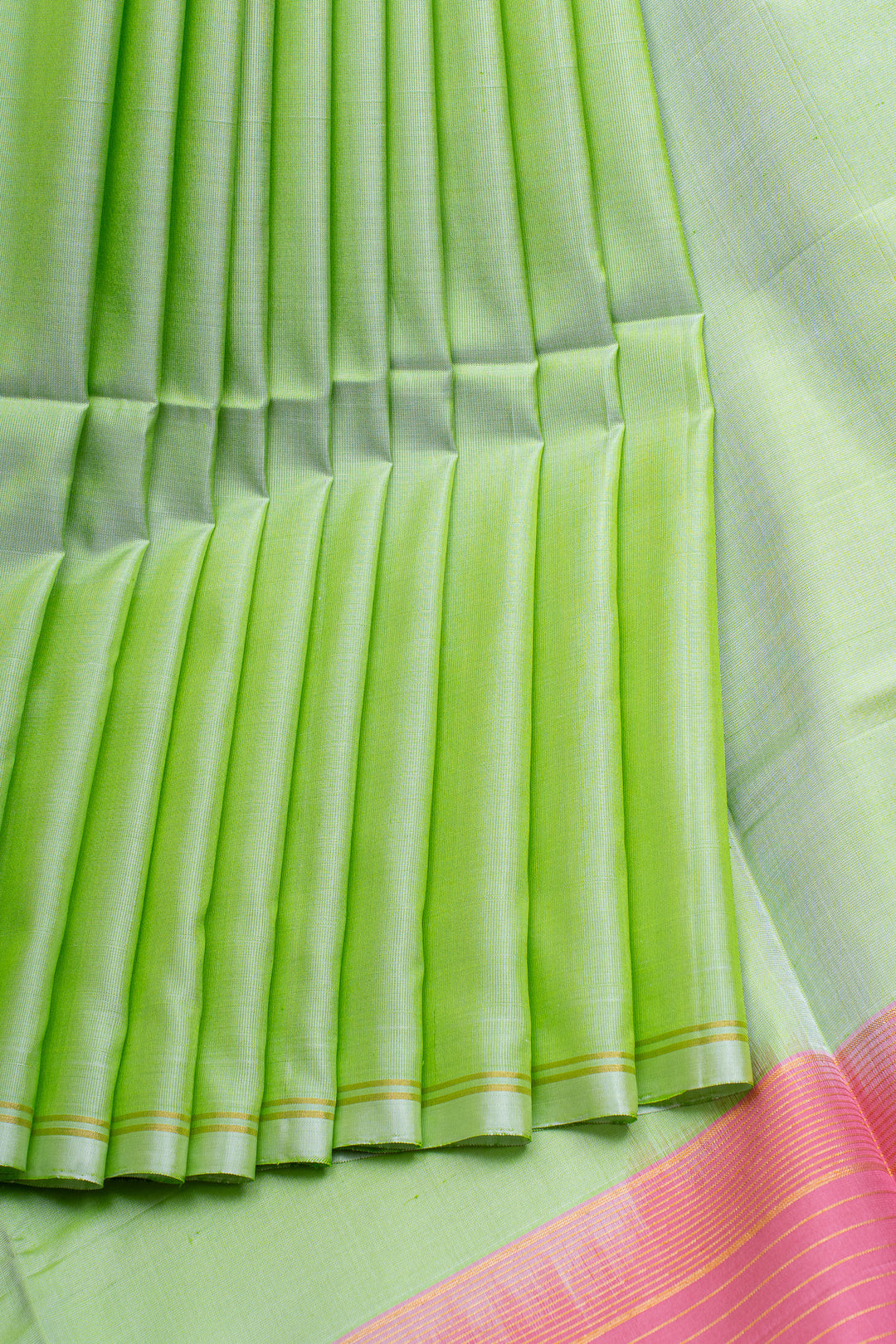 Green and pink pure soft silk saree