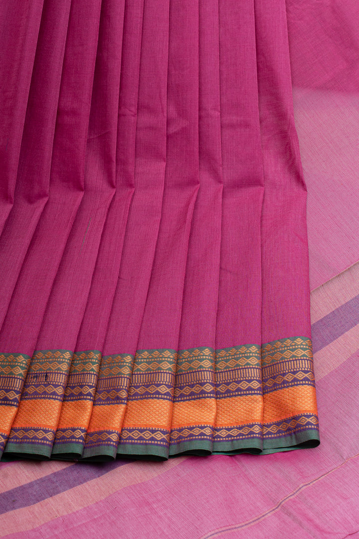 Pink traditional pure cotton silk saree