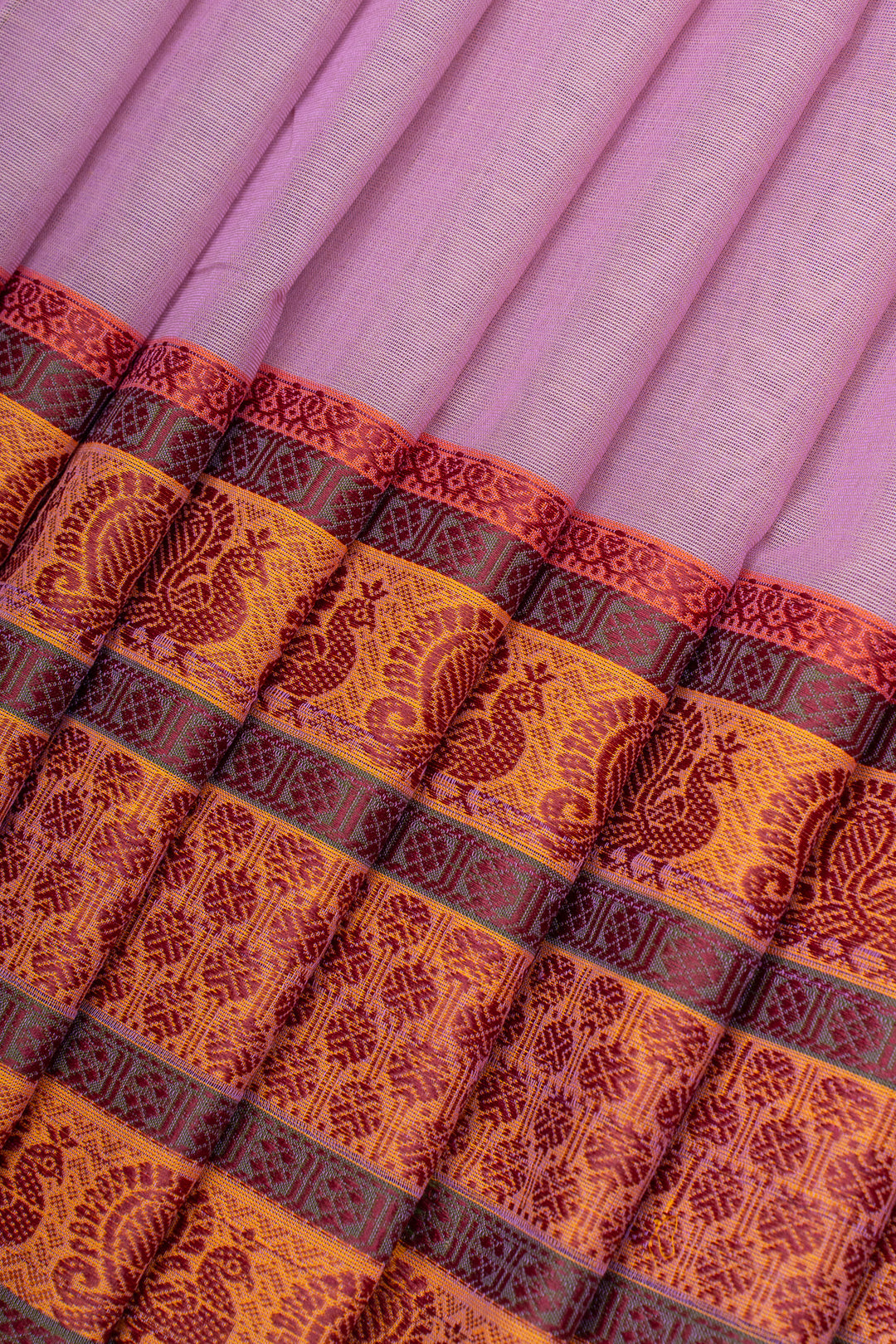 Lilac traditional  pure cotton silk saree