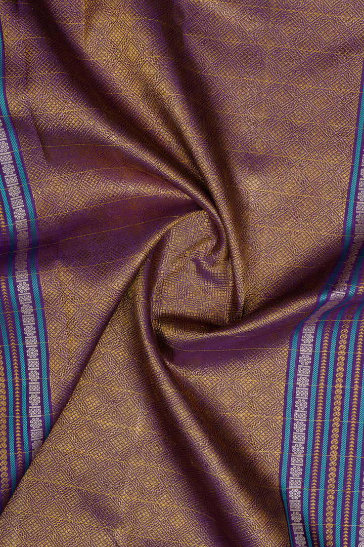 Orange and purple Palum pazhamum varisaipettu pure kanchipuram silk saree
