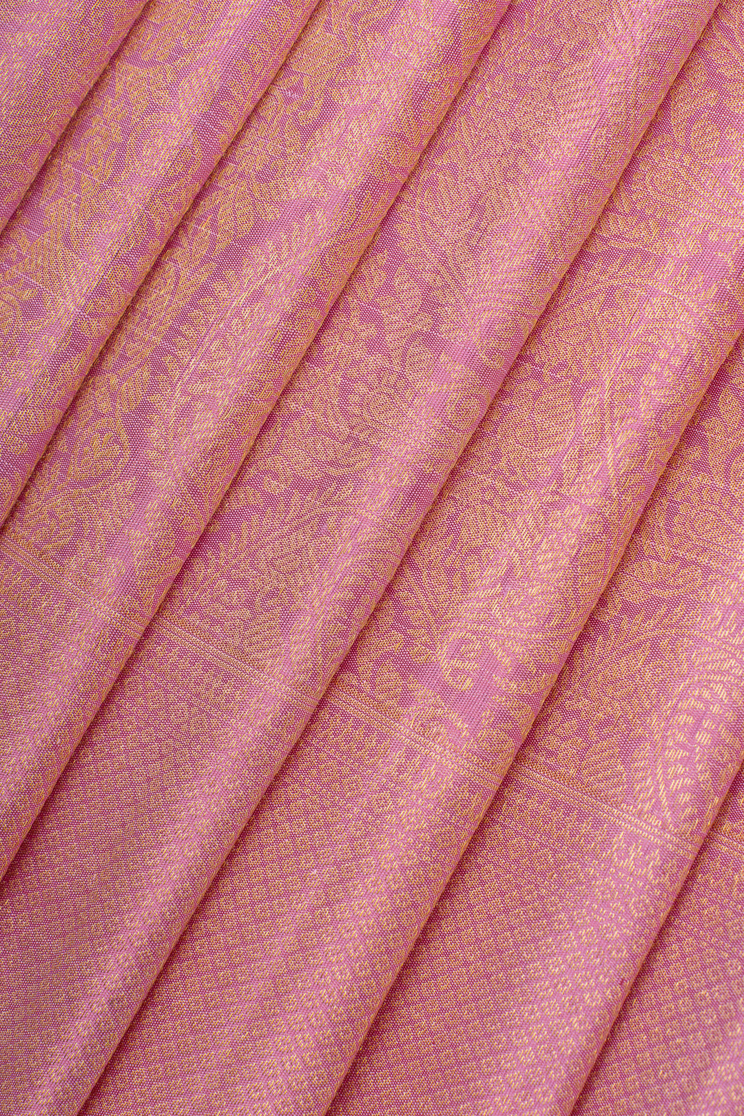 Baby pink paisley vanasingaram brocade pure kanchipuram silk saree