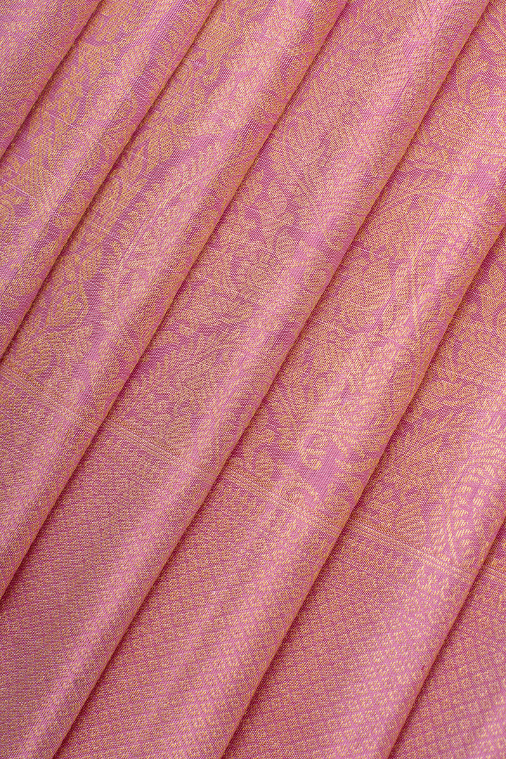 Baby pink paisley vanasingaram brocade pure kanchipuram silk saree