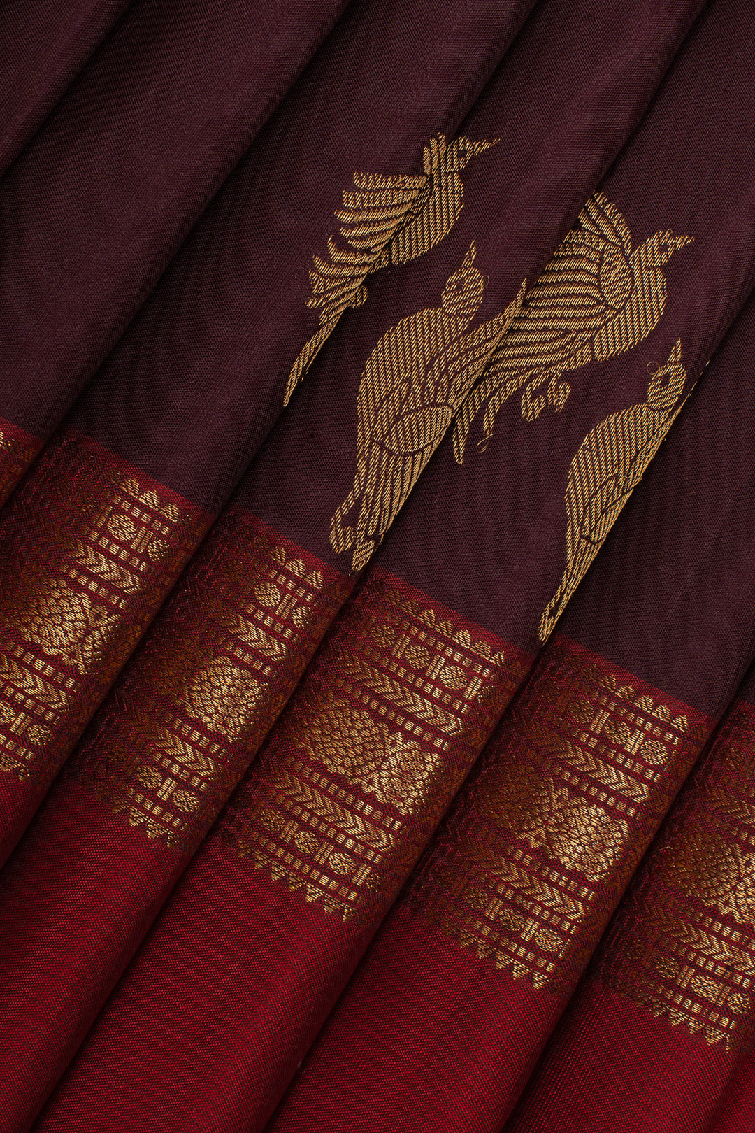 Dark Purple rettai pettu pure kanchipuram silk saree