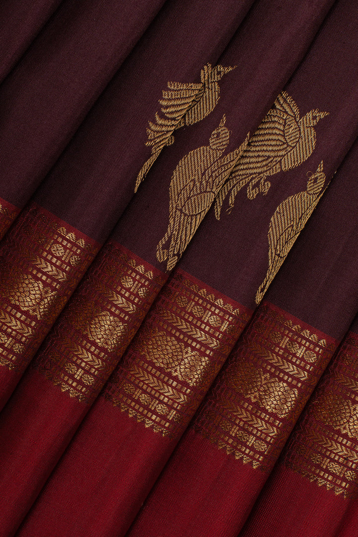 Dark Purple rettai pettu pure kanchipuram silk saree